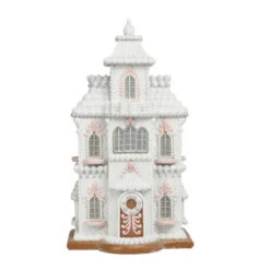 December Diamonds 24" LED Lighted White Gingerbread House Christmas Decoration 29-29623