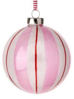 Regency 4" Pink, White, And Red Candy Striped Glass Ball Ornament MTX74727