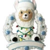 Baby Llama In Blue Wreath Personalized Christmas Ornament OR1903-B -The Jolly Christmas Store OR1903 B 28595.1662476982
