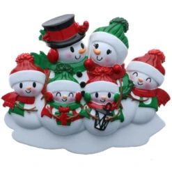Snowman Family Of 6 Personalized Christmas Ornament OR2255-6 -The Jolly Christmas Store OR2255 6 10026.1654023436