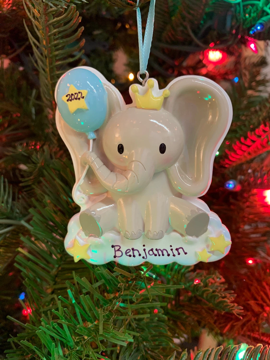 Boy Baby Elephant Personalized Christmas Ornament OR2361-M 4 Boy Baby Elephant Personalized Christmas Ornament OR2361-M - Image 2