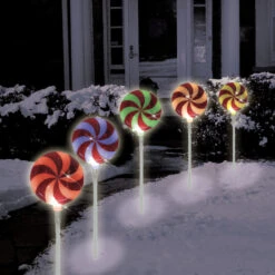 Brite Star 5 Count LED Lighted Color Changing Candy Pathway Markers Outdoor Christmas Decor 48-833-00