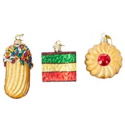 Kurt Adler 2.5" Noble Gems Set Of 3 Italian Cookies Glass Christmas Ornament NB1199