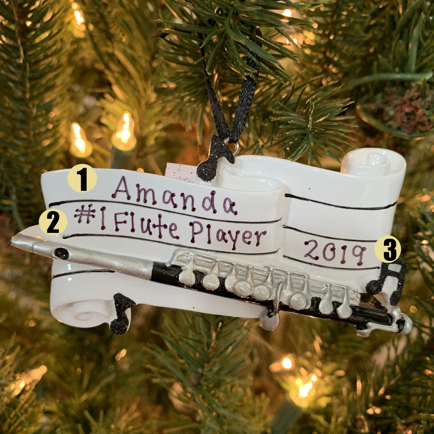 Flute Personalized Christmas Ornament OR1684 3 Flute Personalized Christmas Ornament OR1684