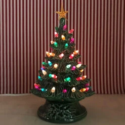 Small Lighted Green Ceramic Christmas Tree 12" -The Jolly Christmas Store apidzwoxr 49985.1710692408