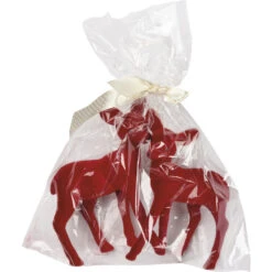 Primitives By Kathy 6" Red Velvet Flocked Deer Christmas Figures Set Of 2 107781 -The Jolly Christmas Store apikfedw7 96150.1646091863