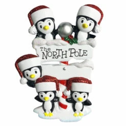 Penguin Family Of 5 At The North Pole Personalized Christmas Ornament OR1739-5 -The Jolly Christmas Store apim3oh9a 88930.1646091875