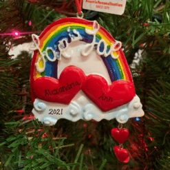 3.75" Love Is Love Rainbow Personalized Christmas Ornament W8454