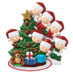 Family Of 7 Around The Christmas Tree Personalized Ornament OR1789-7 -The Jolly Christmas Store apiuskpqo 02247.1646091926