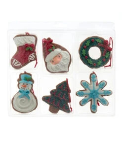 Kurt Adler 3.5" Set Of 6 Christmas Cookie Shape Ornaments D4533