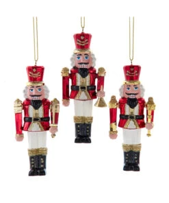 Kurt Adler 4.5" Set Of 3 Red And Gold Nutcracker Christmas Ornament D4706