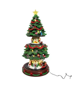 Kurt Adler Animated Musical Turning Christmas Tree Tabletop Decoration JEL1333