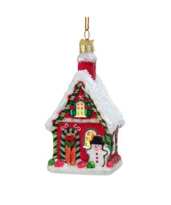 Kurt Adler 4.25" Noble Gems Red Gingerbread House Glass Christmas Ornament NBX0130