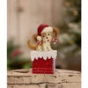 Bethany Lowe 5.75" Christmas Puppy On Box Vintage Christmas Decoration TL3368 -The Jolly Christmas Store tl3368 1 lg 15789.1719510913